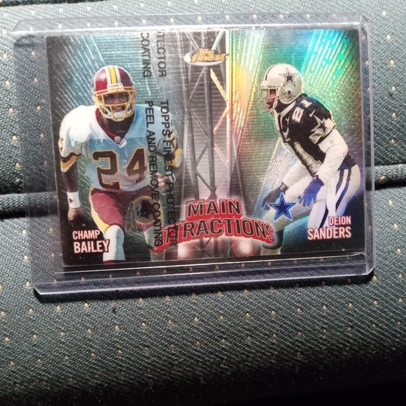 Deion Sanders + Champ Bailey (rc) Topps Finest "Main Attractions" Refractor Card - Picture 2 of 11